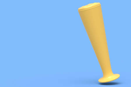 Frosty glass of fresh draft beer isolated on a blue monochrome background. 3D render concept of drinking alcohol on holidays, Oktoberfest or St. Patrick's Dayの写真素材