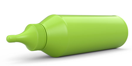 Plastic bottle of italian salsa verde sauce isolated on white background.の写真素材