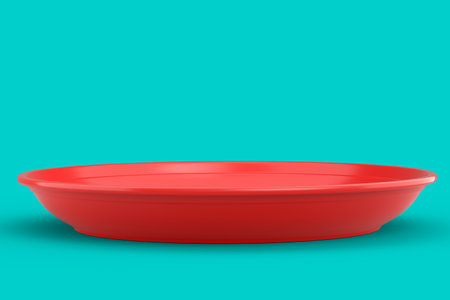 Eco-friendly disposable utensils like plate on green background. 3d render concept of save the earth and zero wasteの写真素材