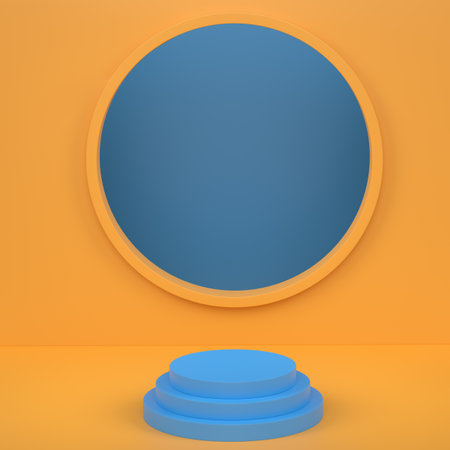 Abstract scene or podium for product showcase on monochrome background. 3d render of scene for product presentation or showing cosmetic product on stage, pedestal or platformの写真素材