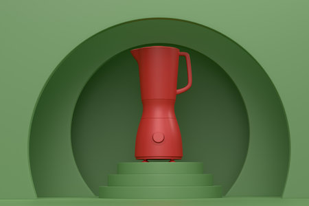 Abstract scene or podium for product showcase with blender on monochrome background. 3d render of scene for product presentation or showing cosmetic product on stage, pedestal or platformの写真素材