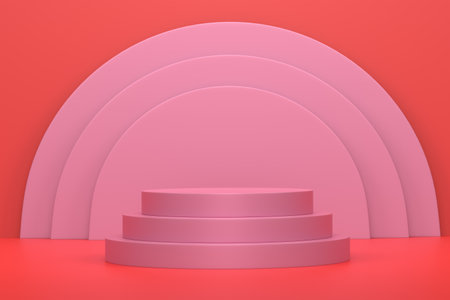 Abstract scene or podium for product showcase on monochrome background. 3d render of scene for product presentation or showing cosmetic product on stage, pedestal or platformの写真素材