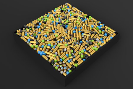 Pile of spray paint cans on black background. 3d render spray paint bottle and dispenser can of spray paint isolated on white background. 3d render spray paint bottle and dispenserの写真素材