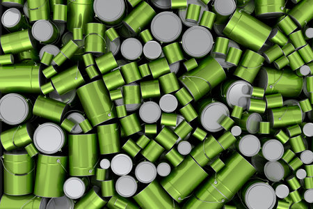 Pile of spray paint cans on black background. 3d render spray paint bottle and dispenser can of spray paint isolated on white background. 3d render spray paint bottle and dispenserの写真素材