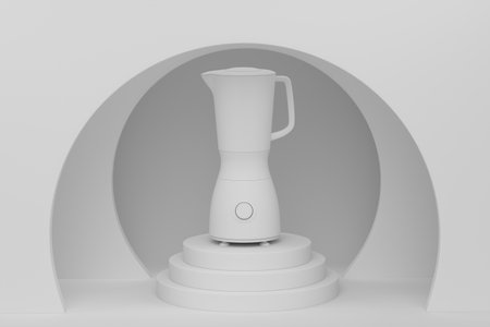 Abstract scene or podium for product showcase with blender on monochrome background. 3d render of scene for product presentation or showing kitchen appliances product on stage, pedestal or platformの写真素材