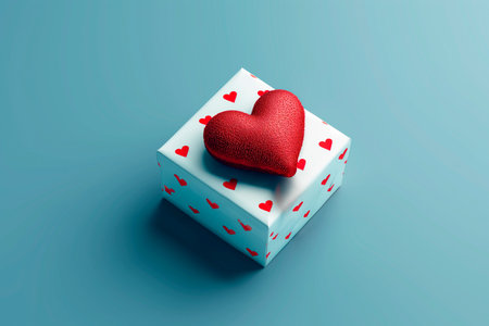 Mystery gift box with ribbon on solid bold background. Isometric view of present or giftbox with bow, design for poster or banner for st. Valentine's day, New Year or Mother Dayの素材