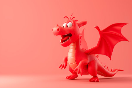 3D Gold Dragon is a symbol of the 2024 Chinese New Year on a solid background.の素材