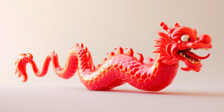 3D Gold Dragon is a symbol of the 2024 Chinese New Year on a solid background.の素材