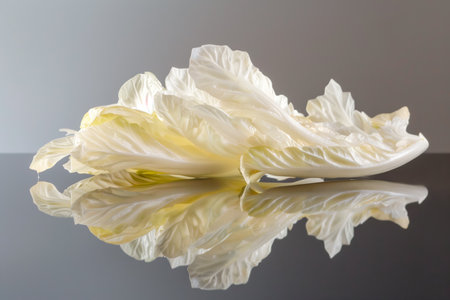 Endive lettuce isolated on white background. Fresh green salad leaves from garden and fieldの素材