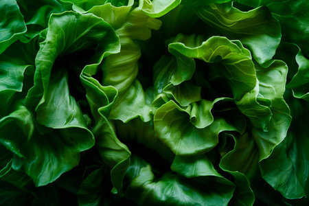 Endive or butterhead lettuce isolated on white background. Fresh green salad leaves from garden and fieldの素材