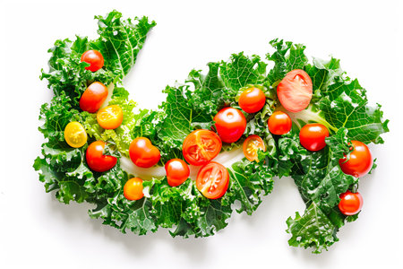 Arugula lettuce isolated on white background. Fresh green salad leaves from garden and fieldの素材