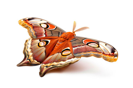 Beautiful Atlas Moth butterfly isolated on a white background with clipping path.の素材