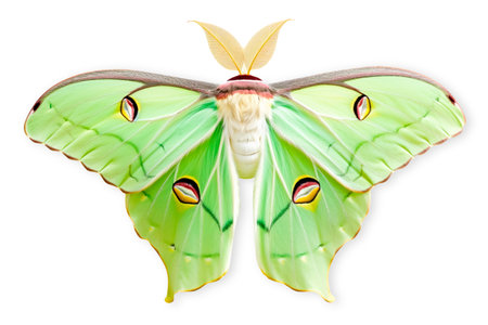 Beautiful Luna Moth butterfly isolated on a white background with clipping path.の素材