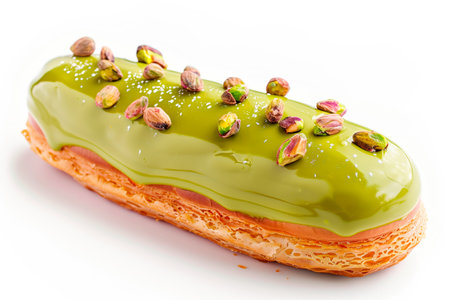 Healthy breakfast with yogurt, banana and blueberries on a blue backgroundの素材