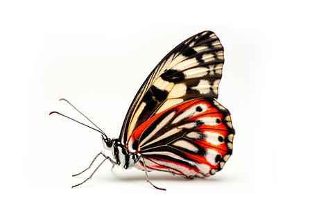 Beautiful Cramer Eighty-eight Diaethria clymena butterfly isolated on a white background. Side view.の素材