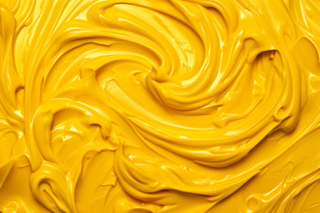 A vibrant yellow smooth texture and dynamic movement of mustard as background.の素材