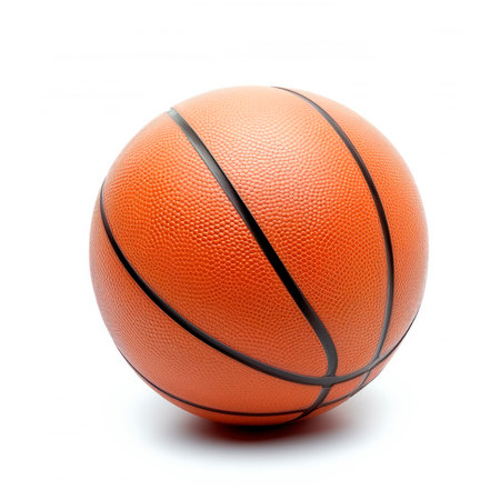 Basketball showing texture and design on a white background. Concept of sports equipment and basketball gamesの素材