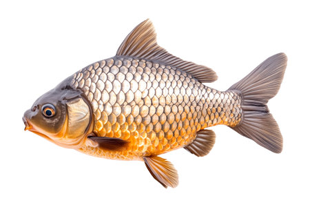 Gold fish carp isolated on white background. Clipping path included.の素材