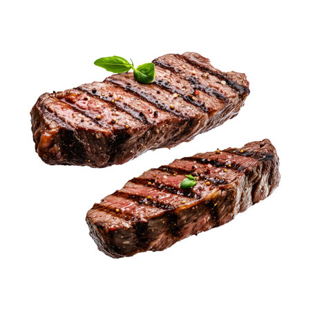 Grilled beef steak isolated on white background. File contains clipping path.の素材