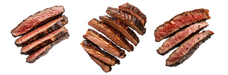 Sliced wagyu beef steak isolated on white background.の素材