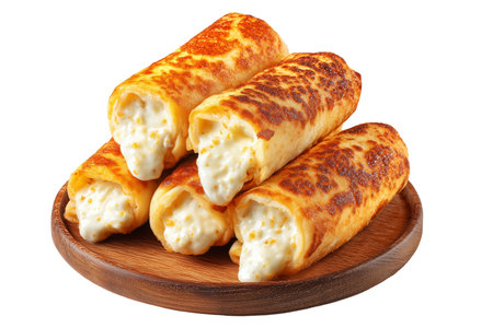New Zealand crispy cheese rolls isolated on white transparent background, delicious snack or appetizer concept.の素材