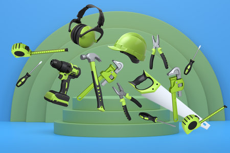 Abstract scene or podium for product showcase on monochrome background. 3d render of scene for product presentation or showing product on stage, pedestal or platformの写真素材