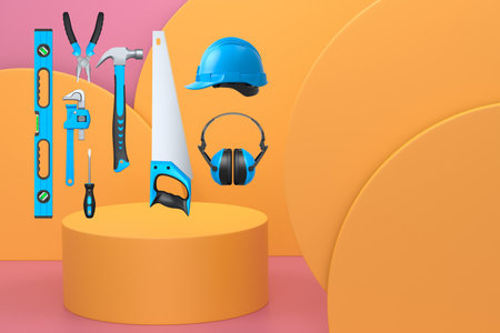 Abstract scene or podium for product showcase on monochrome background. 3d render of scene for product presentation or showing on stage, pedestal or platformの写真素材