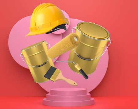 Abstract scene or podium for product showcase on monochrome background. 3d render of scene for product presentation or showing cosmetic product on stage, pedestal or platformの写真素材