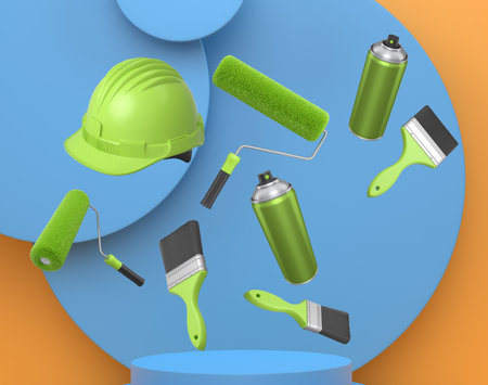 Abstract scene or podium for product showcase on monochrome background. 3d render of scene for product presentation or showing product on stage, pedestal or platformの写真素材