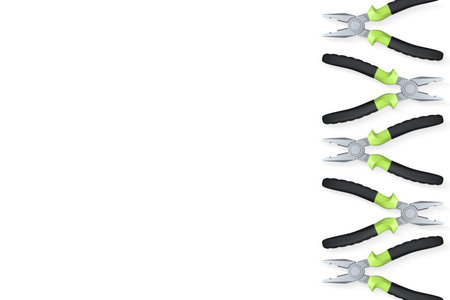 Set of pliers arranged vertically, isolated on white background with clipping parh, concept of tools...