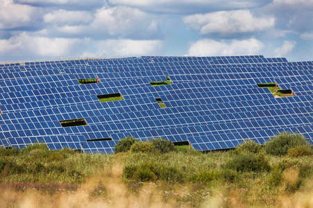 Solar energy panels in countrysideの写真素材