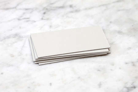 Business cards on marble tableの写真素材