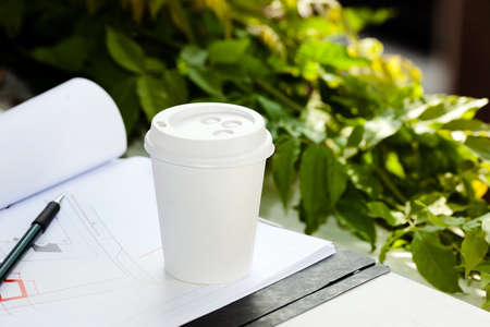 Disposable coffee cupの写真素材