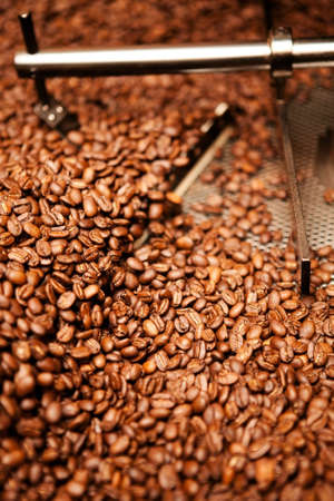 roasted coffee in roaster