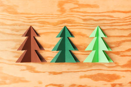 Paper Christmas tree. Christmas card. Christmas backgroundの写真素材