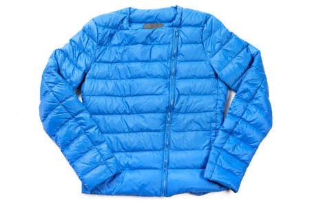 A blue cotton sports coat isolated on whiteの写真素材