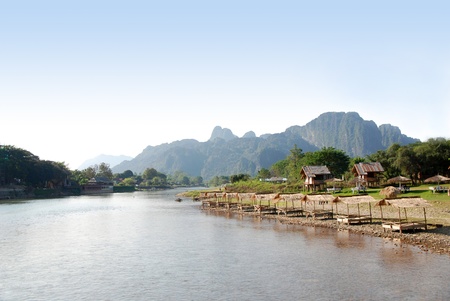 Song river of Vangvieng, Laosのeditorial素材