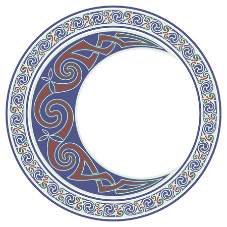 Round Celtic Design. Celtic mandala, Celtic Moon, horned moonのイラスト素材