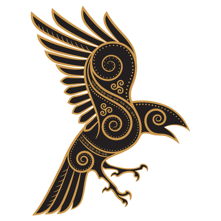 Odins Raven hand-drawn in Celtic styleのイラスト素材