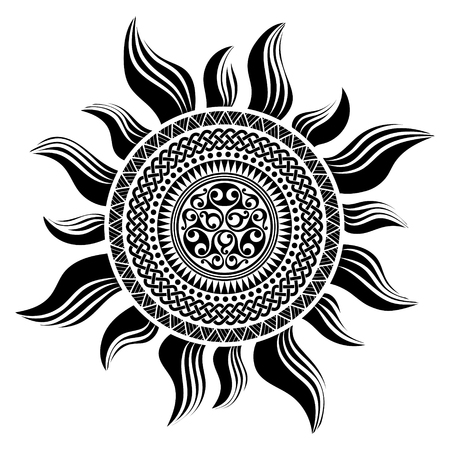 Polynesian tattoo design. Ancient Polynesian native ornament, isolated on white, vector illustrationのイラスト素材