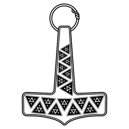 hammer - Mjolnir and the Scandinavian ornamentのイラスト素材