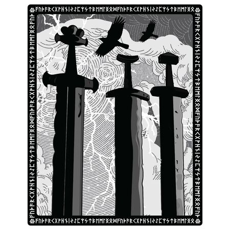 Sverd i Fjell - viking swords monument, symbol of Stavangerのイラスト素材