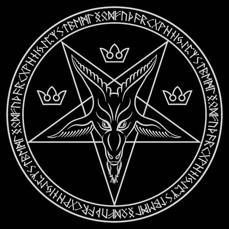 The pentagram, the sign of Lucifer. The head of a horned Goat in a pentagram. Sigil of Baphometのイラスト素材