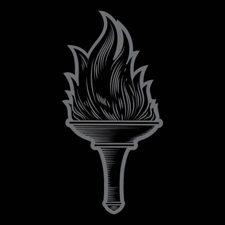 Flaming Torch. Torch fire vector logo designのイラスト素材