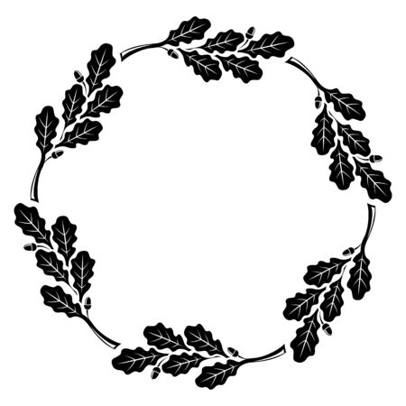 Round frame of oak leaves, vintage designのイラスト素材