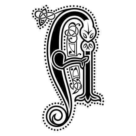 Initial letter, ornamental letters, calligraphy handwritten  , the letter S in Celtic styleのイラスト素材