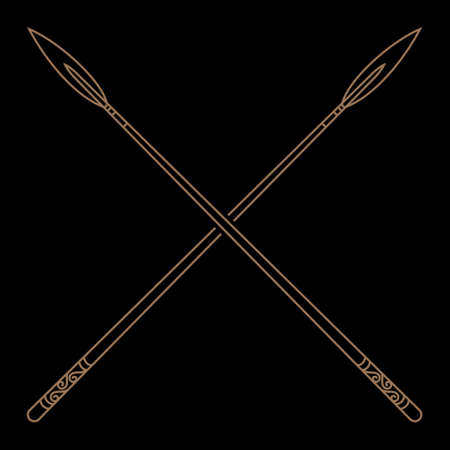 Old Norse, Viking design. Two crossed battle Viking spearsのイラスト素材
