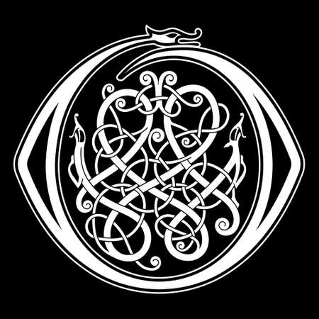 Viking Scandinavian design. Celtic, Scandinavian knot-work illustrationのイラスト素材