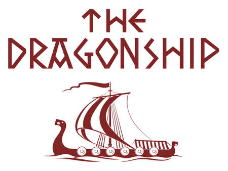 Viking design. Ship Drakkar sailing in a stormy seaのイラスト素材