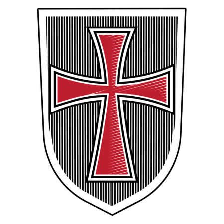 Knightly design. The heraldic shield of the Crusaderのイラスト素材
